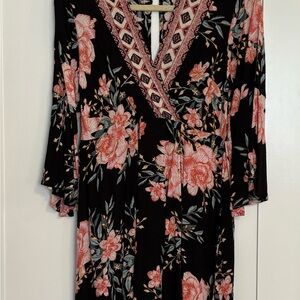 Billabong Floral Black and Pink Women's Dress Small